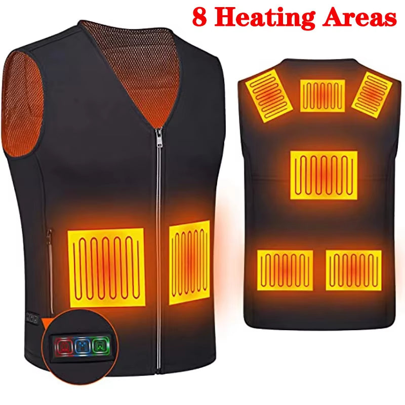 Winter Warm Men Jacket Smart Heated Vest USB Trekking Electric Heating Jacket Body Warmer Heating Pad Hunting Heated Vest Jacket