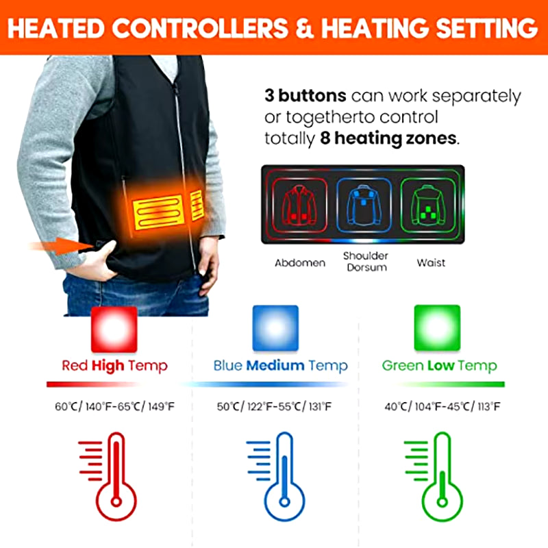 Winter Warm Men Jacket Smart Heated Vest USB Trekking Electric Heating Jacket Body Warmer Heating Pad Hunting Heated Vest Jacket